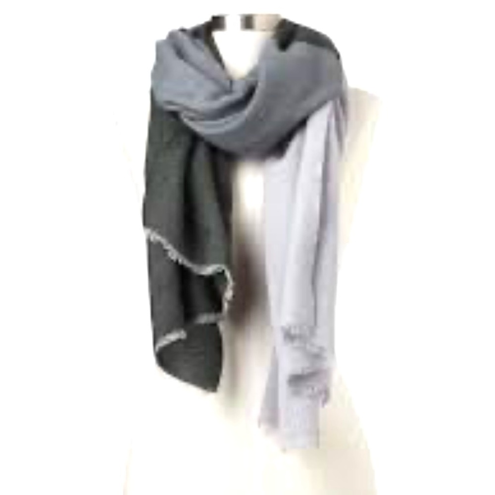 GAP New Colorblock Scarf Unisex Wool Blend Gray